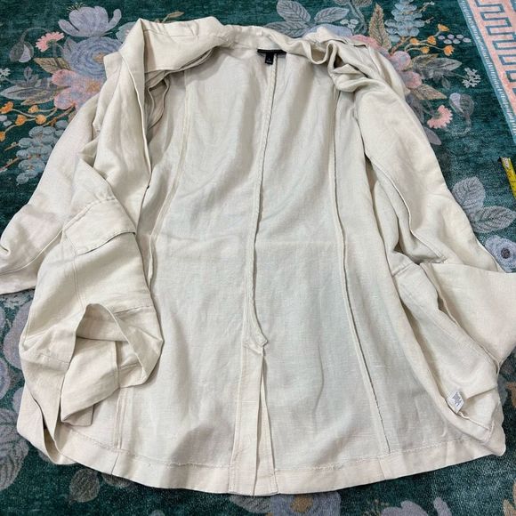 Lane Bryant Womens Belted Linen Jacket Sz 16 Utility Unstructured Beige Relaxed - Picture 8 of 16